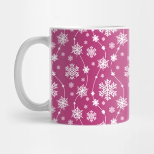 Bright Pink and Winter White Snowflakes Pattern Mug